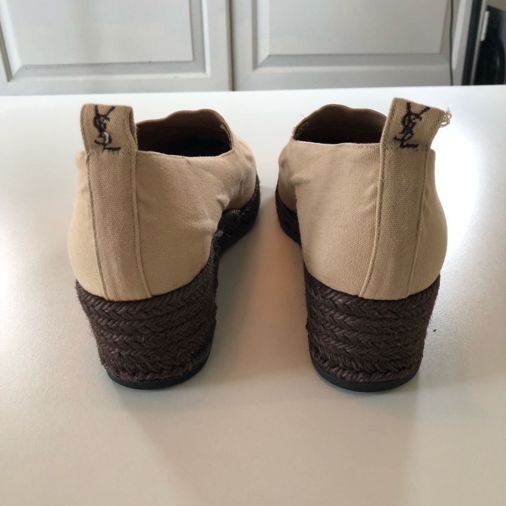 Vintage Yves Saint Laurent Canvas Espadrille Wedge Slip-On Shoes EU 40 US 9 - Picture 6 of 16